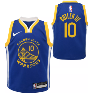 Nike Little Kids' Golden State Warriors Jimmy Butler #10 Blue Swingman Icon Jersey, Small