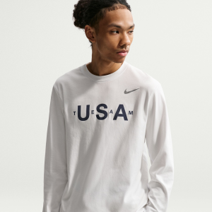 Nike Team USA Men's Primary Dri-FIT Long Sleeve Graphic T-Shirt, Small, Summit White
