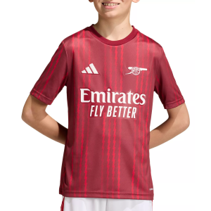 adidas Youth 2025 Arsenal Burgundy Prematch Jersey, Small, Red