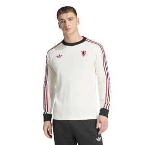 adidas Adult Manchester United Off-White 2025 Home Long Sleeve Shirt, Men's, Small