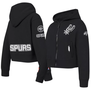 Pro Standard Girls' San Antonio Spurs Black Fleece Full Zip Hoodie, Medium