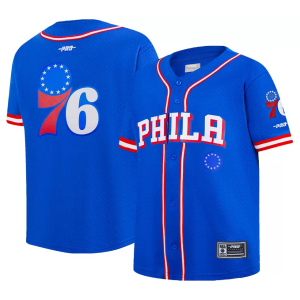 Pro Standard Youth Philadelphia 76ers Blue Mesh Button Down, Small, Multi