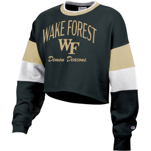 Knights Apparel Women's Wake Forest Demon Deacons Black Promo Crew Pullover Sweatshirt, Small