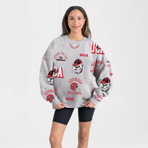 Gameday Couture Women's Georgia Bulldogs Grey Repeat Crewneck Sweatshirt, Small, Gray