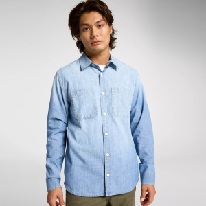 Alpine Design Men's Chambray Shirt, Small, Medium Wash Denim