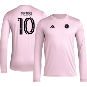 adidas Adult Inter Miami CF Lionel Messi #10 Pink Long Sleeve Shirt, Men's, XXL