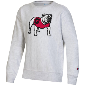 Champion Youth Georgia Bulldogs Grey Reverse Weave Crew Pullover Sweatshirt, Medium, Gray
