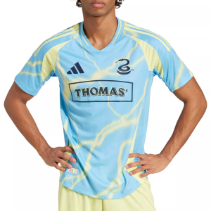 adidas Adult Philadelphia Union Authentic Secondary "The Voltage Kit" Jersey, Men's, Small, Blue