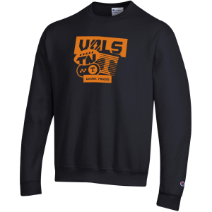 Champion Men's Tennessee Volunteers Dark Mode Black Crew Sweater, Medium