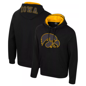 Colosseum Men's Iowa Hawkeyes Black Bioelectric Fleece Hoodie, Large
