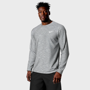 Nike Men's Heathered Long Sleeve Rash Guard, Medium, Particle Grey