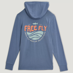 Free Fly Kids' Bamboo Shade Graphic Hoodie, Large, Born To Roam Pacific Blue
