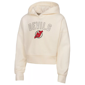 NHL Girls' New Jersey Devils Cream Blitz Oversize Pullover Hoodie, Medium, White
