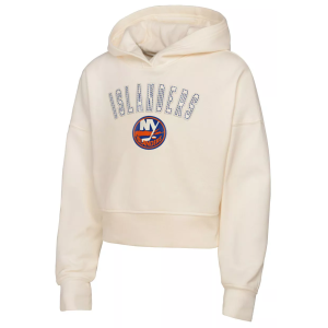 NHL Girls' New York Islanders Cream Blitz Oversize Pullover Hoodie, Large, White
