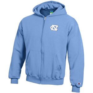 Champion Youth North Carolina Tar Heels Light Blue Powerblend Full-Zip Hoodie, Medium
