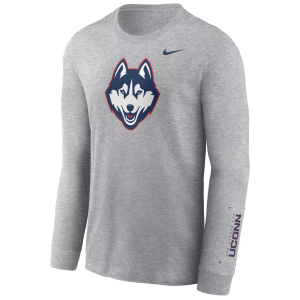 Nike Men's UConn Huskies Grey Legend Practice Long Sleeve Shirt, XXL, Gray