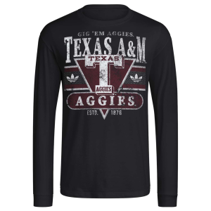 adidas Men's Texas A&M Aggies Black Originals Long Sleeve T-Shirt, Small