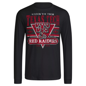 adidas Men's Texas Tech Red Raiders Black Original Long Sleeve Shirt, Small