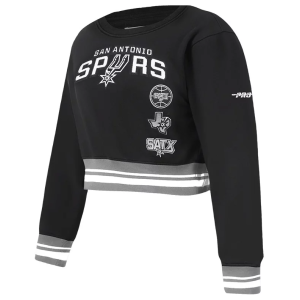 Pro Standard Girls' San Antonio Spurs Black Fleece Crewneck Sweatshirt, Medium