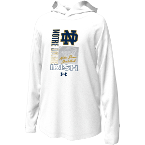 Under Armour Adult Notre Dame Fighting Irish Black Bench Hooded Long Sleeve Shirt, Boys', XL, White