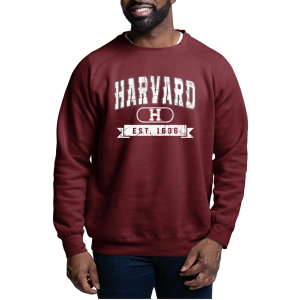 League-Legacy Men's Harvard Crimson Maroon Essential Fleece Crewneck Sweatshirt, XL, Red