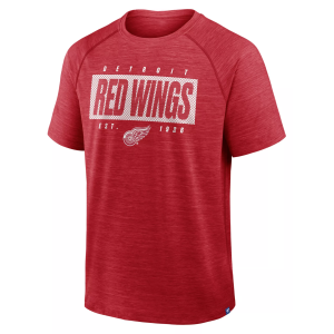 NHL Men's Detroit Red Wings Red Clutch Poly Short Sleeve T-Shirt, Medium
