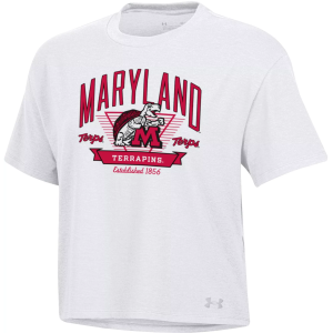 Under Armour Women's Maryland Terrapins White Icon Short Sleeve T-Shirt, Small