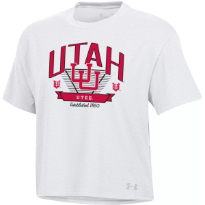 Under Armour Women's Utah Utes White Icon Short Sleeve T-Shirt, Small