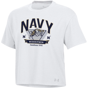 Under Armour Women's Navy Midshipmen White Icon Short Sleeve T-Shirt, XL