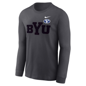 Nike Men's BYU Cougars Anthracite Legend Tonal Mascot Long Sleeve Shirt, Small, Gray
