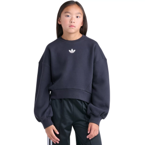 adidas Girls' Small Logo Fleece Crewneck Sweatshirt, XS, Black