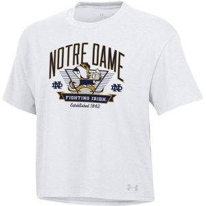 Under Armour Women's Notre Dame Fighting Irish White Icon Short Sleeve T-Shirt, Small