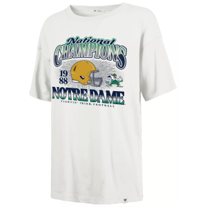 '47 Women's Notre Dame Fighting Irish Sandstone National Champs Short Sleeve T-Shirt, Small, Tan