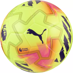 PUMA Orbita Ultimate Premier League Lights Official Match Ball, Size 5, Fluo Yellow/Multicolor