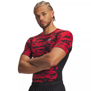Under Armour Men's HeatGear Printed T-Shirt, Medium, Black/Red/White