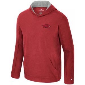 Colosseum Men's Arkansas Razorbacks Cardinal Long Sleeve Hoodie T-Shirt, Small, Red