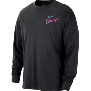 Nike Adult 2025-26 City Edition Chicago Bulls Logo Long Sleeve Shirt, Men's, Medium, Black