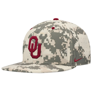Nike Adult Oklahoma Sooners Camo Aero True Fitted Hat, Men's, Size 7 1/4, Green