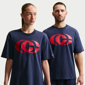 Nike Caitlin Clark Basketball T-Shirt, Women's, XL, Midnight Navy/University Red