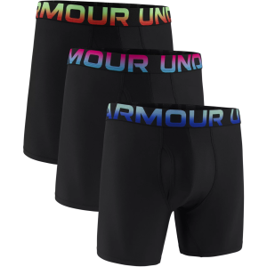 Under Armour Men's Performance Tech Printed Logo 6" Boxer Briefs - 3 Pack, XXL, Lumos Lime