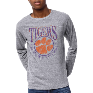 League-Legacy Men's Clemson Tigers Grey Victory Falls Long Sleeve T-Shirt, XXL, Gray