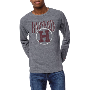 League-Legacy Men's Harvard Crimson Grey Victory Falls Long Sleeve T-Shirt, XXL, Gray