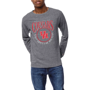 League-Legacy Men's Houston Cougars Grey Victory Falls Long Sleeve T-Shirt, XXL, Gray