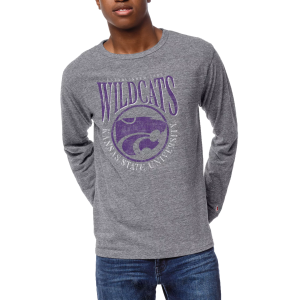 League-Legacy Men's Kansas State Wildcats Silver Victory Falls Long Sleeve T-Shirt, XXL, Gray