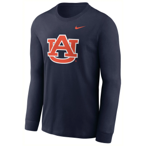 Nike Men's Auburn Tigers College Navy Logo Long Sleeve T-Shirt, Small, Blue