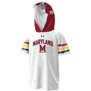 Under Armour Youth Maryland Terrapins White Gameday Armourfuse Hooded Short Sleeve T-Shirt, Large