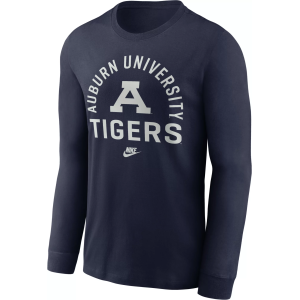 Nike Adult Auburn Tigers Arch College Navy Long Sleeve Shirt, Men's, Small, Blue