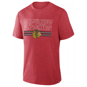 NHL Men's Chicago Blackhawks Red Triblend Short Sleeve T-Shirt, Medium
