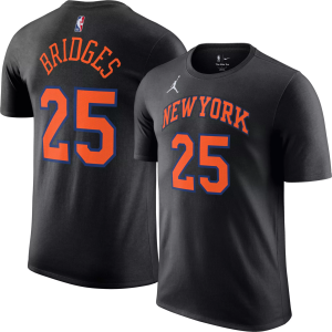 Jordan Adult New York Knicks Mikal Bridges #25 Black Statement T-Shirt, Men's, Small