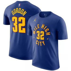 Jordan Men's Denver Nuggets Aaron Gordon #32 Blue T-Shirt, Small